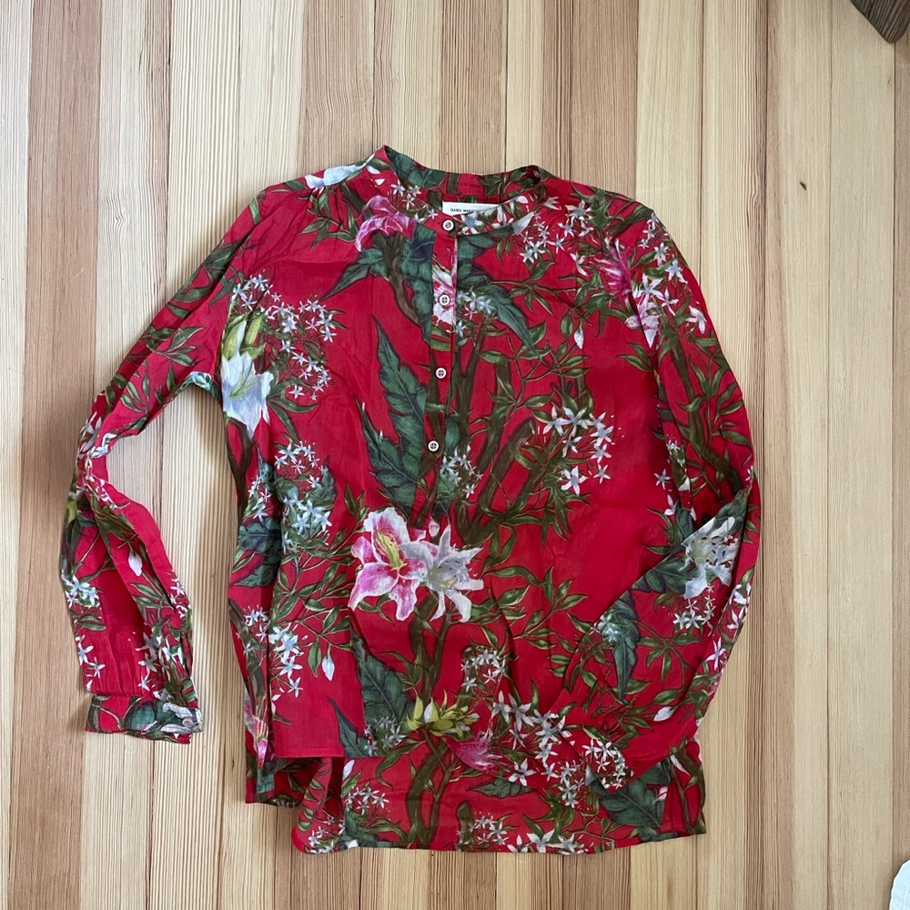 Isabel Marant Red Floral Button Down Shirt